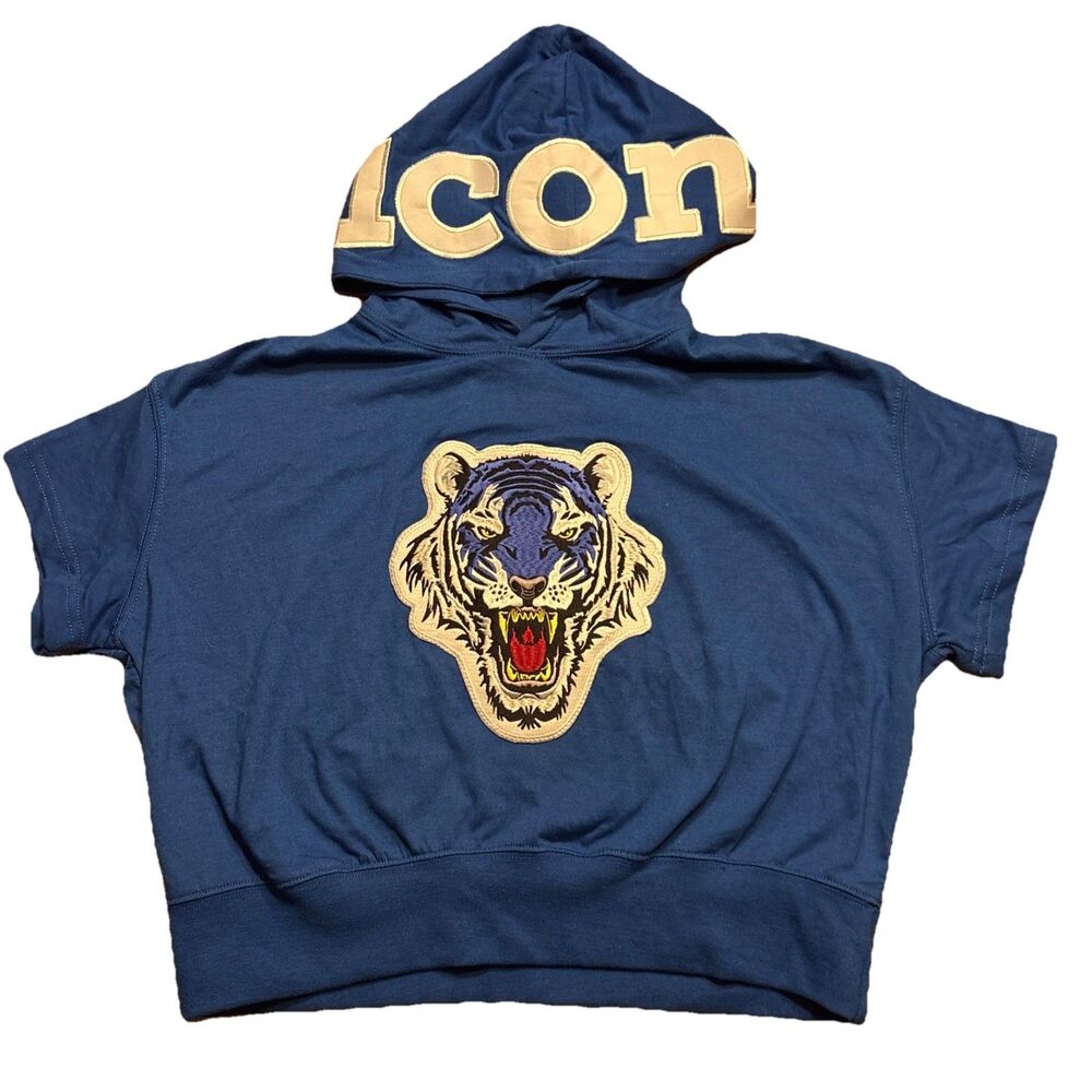 ICON Blue Logo Cropped Hoodie Tiger size Adult XL